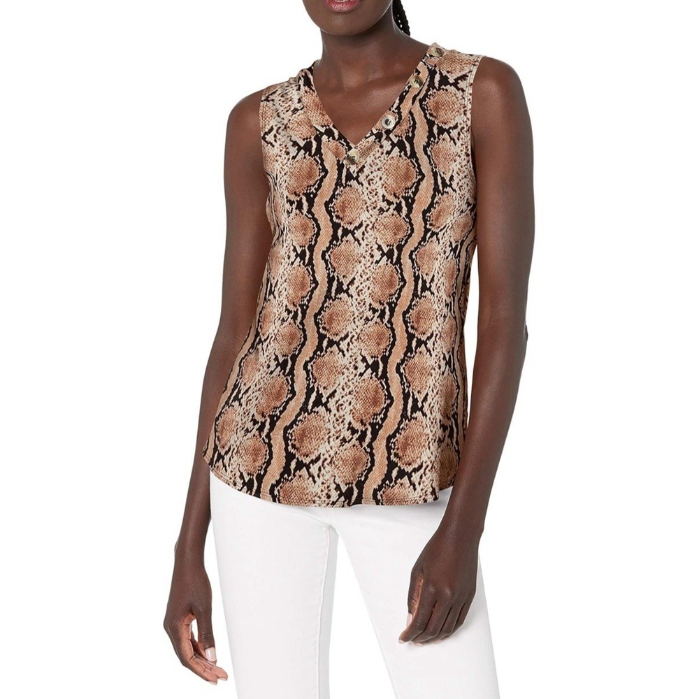 NWT Star Vixen Women's Sleeveless V-Neck Top W/Button Detail - Snkrut - Size 1XL